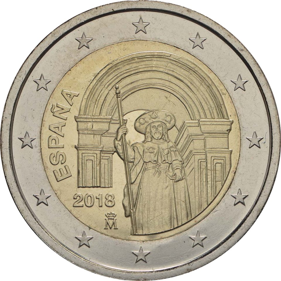 2-Euro-Münze Spanien 2018: UNESCO-Weltkulturerbe-Serie, 9. Ausgabe, Santiago de Compostela