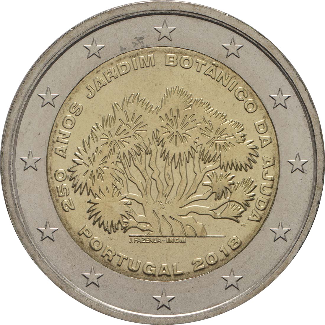 Португалия 2018 – 250 години Botanischer Garten von Ajuda · Възпоменателна монета от 2 евро Реверс