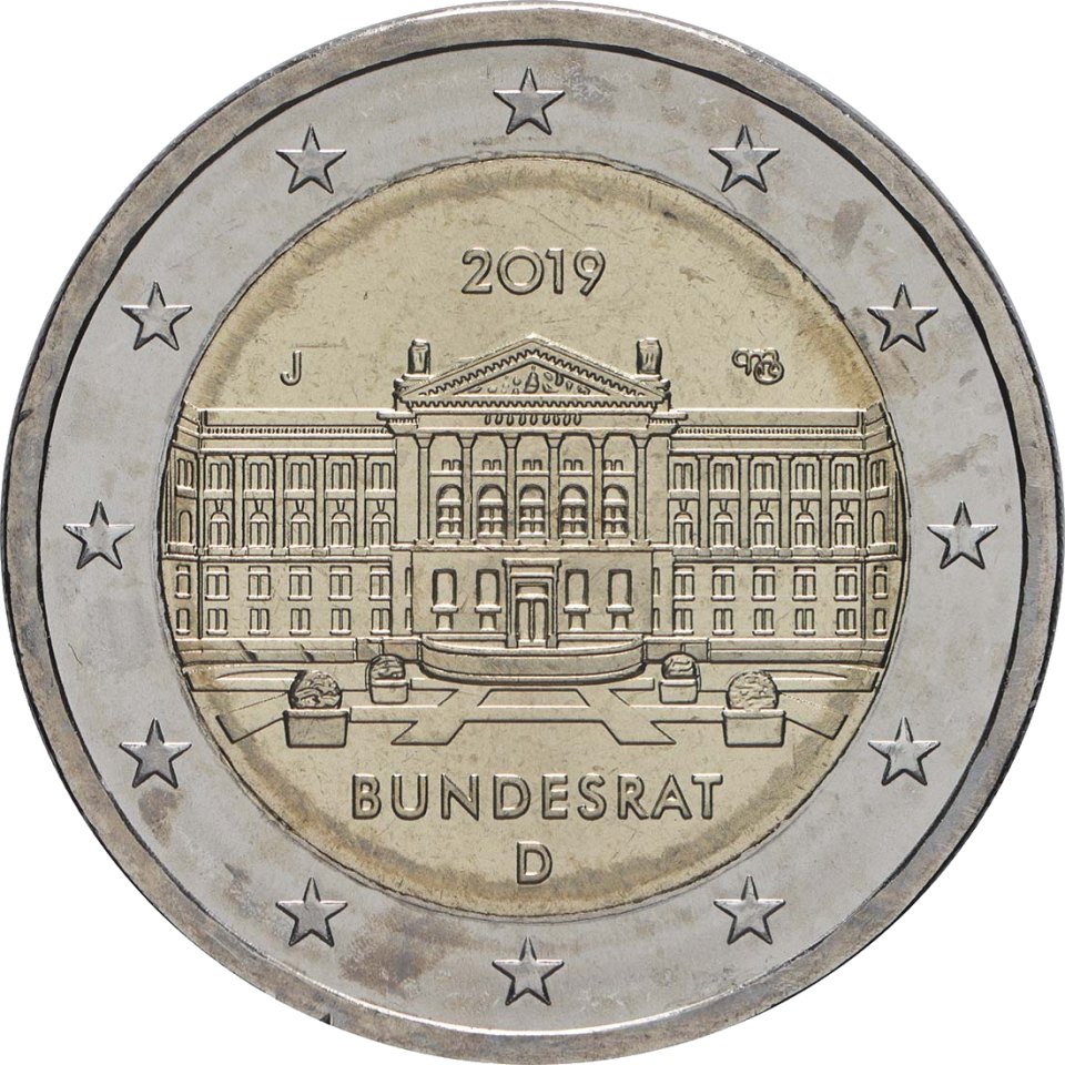 2-Euro-Münze Deutschland 2019: 70 Jahre Bundesrat