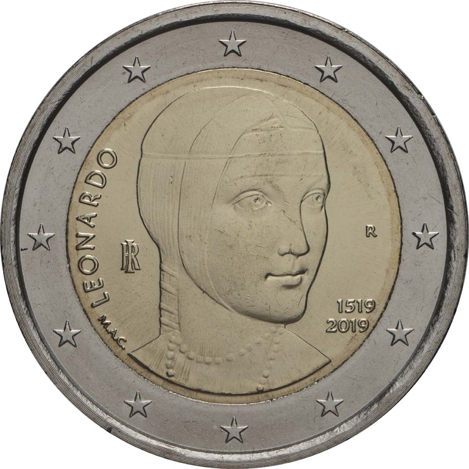 2-Euro-Münze Italien 2019: 500. Todestag von Leonardo da Vinci