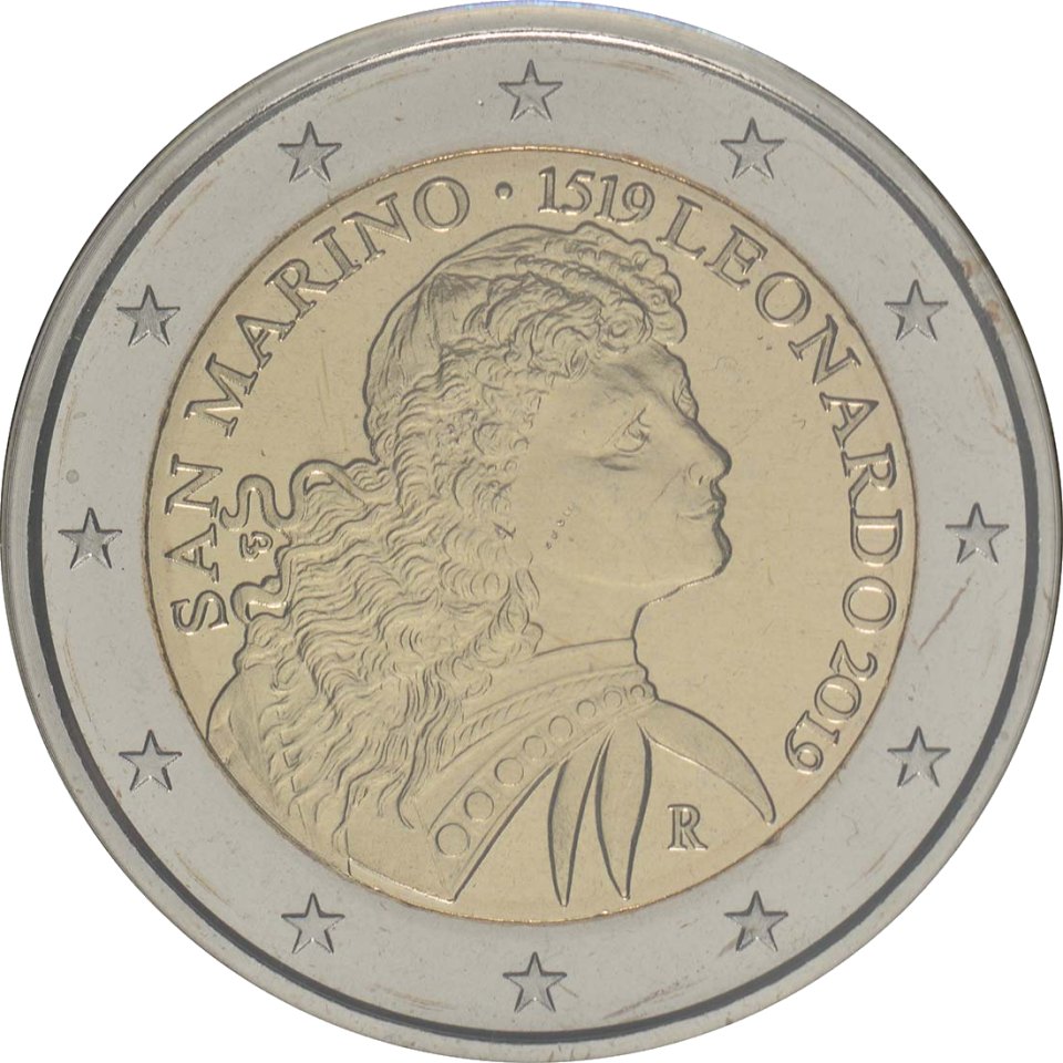 San Marino 2019 500. Todestag von Leonardo da Vinci – Rückseite
