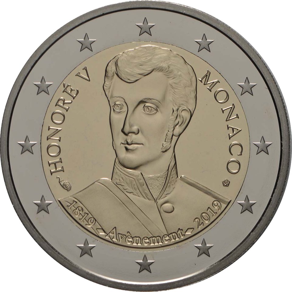 Monaco 2019 200. Jahrestag der Thronbesteigung von Fürst Honoré V – Rückseite