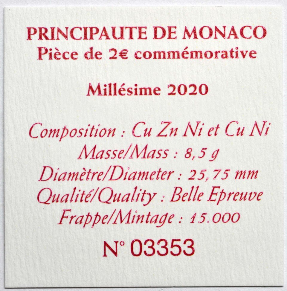 Monaco 2020 300. Geburtstag von Prince Honoré III – Zertifikat