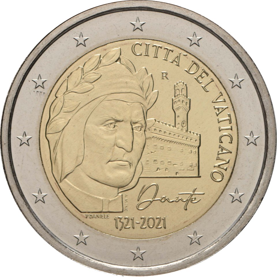 Vatikan 2021 700. Todestag von Dante Alighieri – Rückseite
