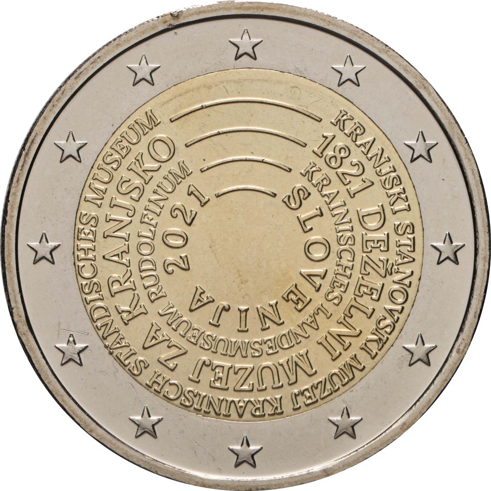 2-Euro-Münze Slowenien 2021: 200. Jahrestag der Gründung des Regionalmuseums für Krain, des ersten Museums in Slowenien