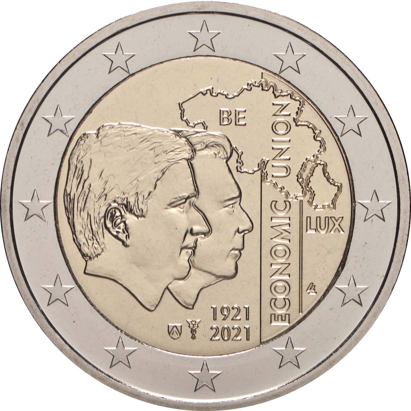 Belgien 2021 100. Jahrestag der Gründung der Belgisch-Luxemburgischen Wirtschaftsunion (BLEU) – Rückseite