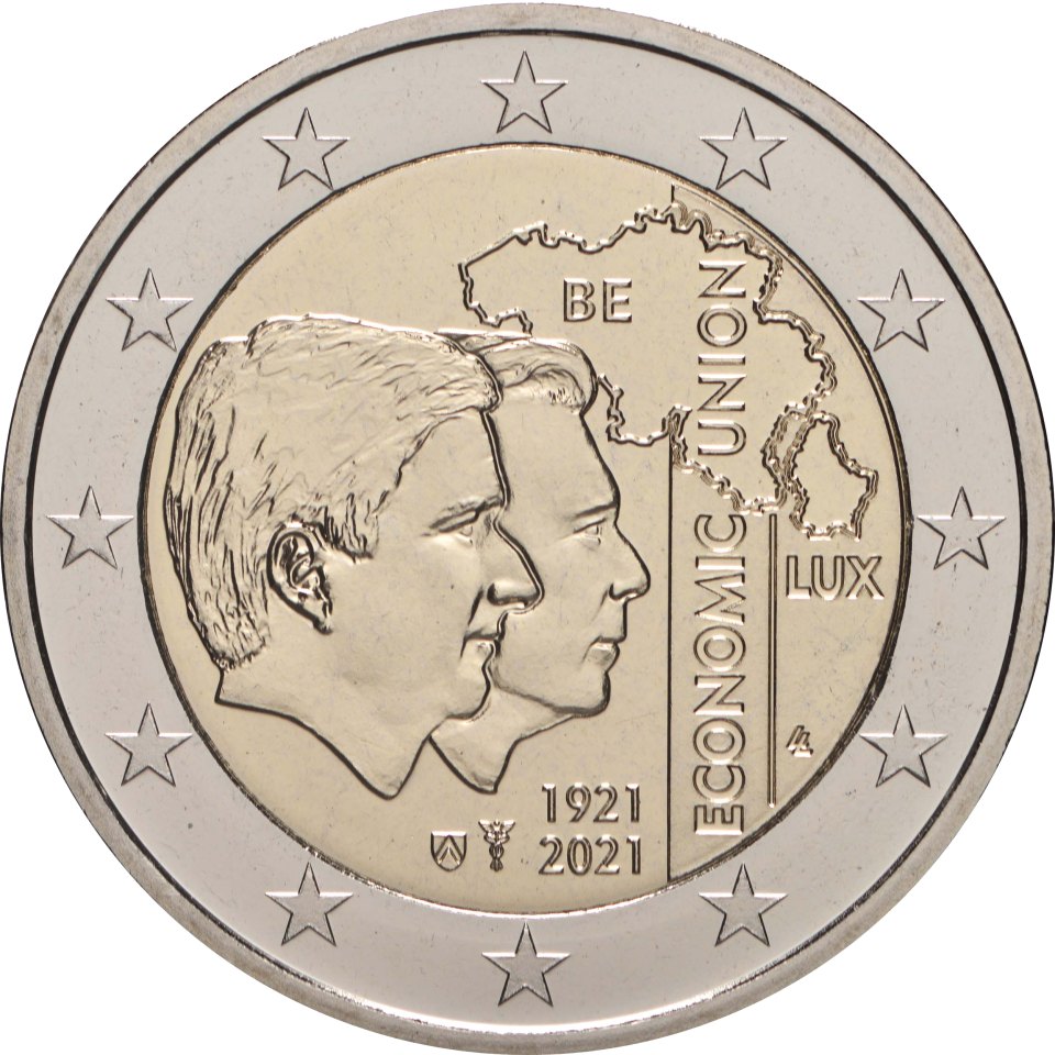 Belgien 2021 100. Jahrestag der Gründung der Belgisch-Luxemburgischen Wirtschaftsunion (BLEU) – Rückseite