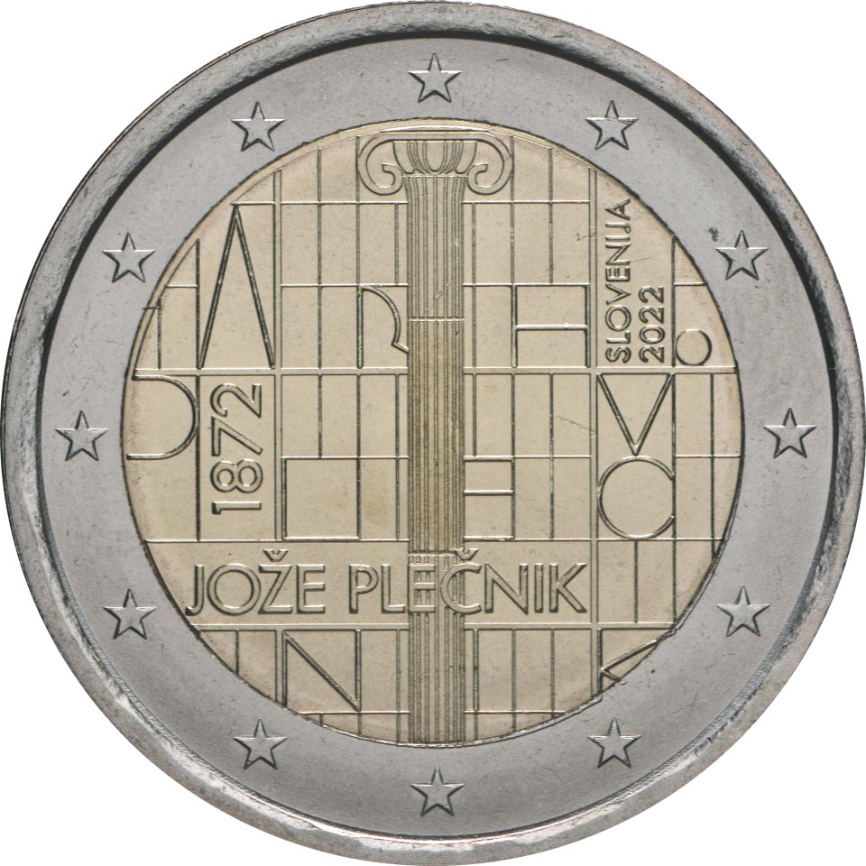 2-Euro-Münze Slowenien 2022: 150. Geburtstag des Architekten Jože Plečnik