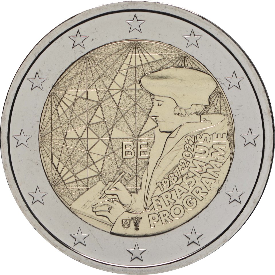 2-Euro-Münze Belgien 2022: 35 Jahre Erasmus-Programm