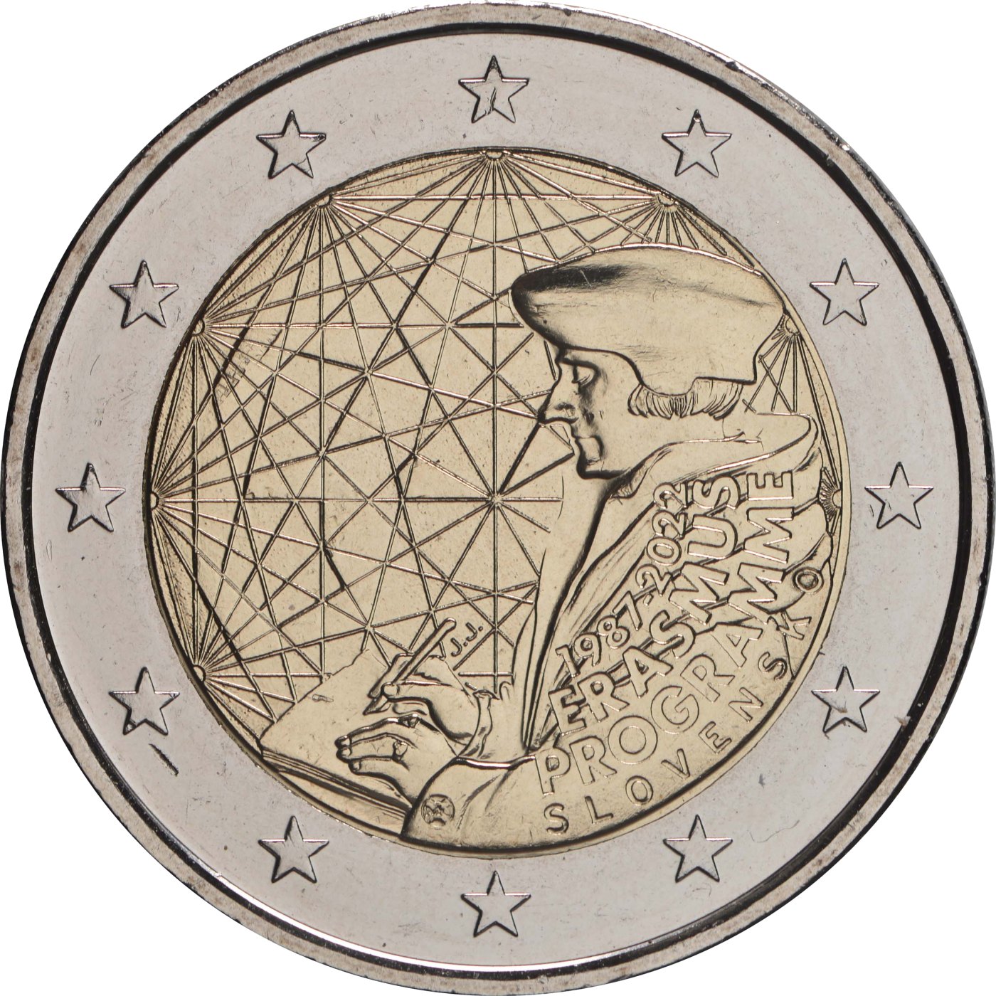 Slovacchia 2022 – 35 anni del programma Erasmus · Moneta commemorativa da 2 euro Verso