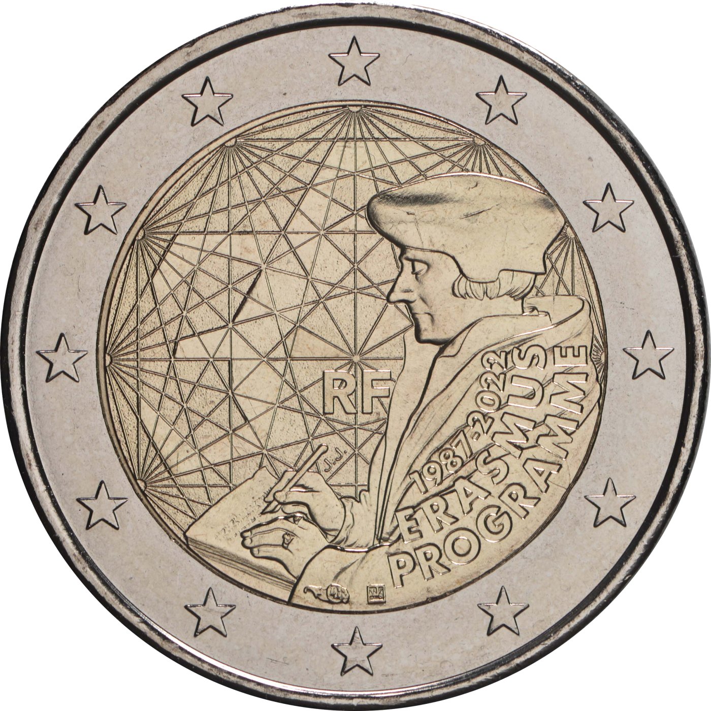 Francia 2022 – 35 años del programa Erasmus · Moneda conmemorativa de 2 euros Revers