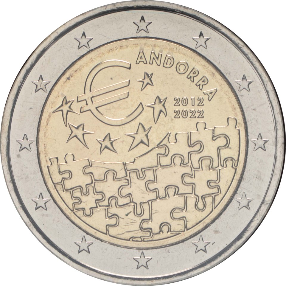 Andorra 2022 10. Jahrestag des Inkrafttretens der Währungsvereinbarung zwischen Andorra und der Europäischen Union – Rückseite