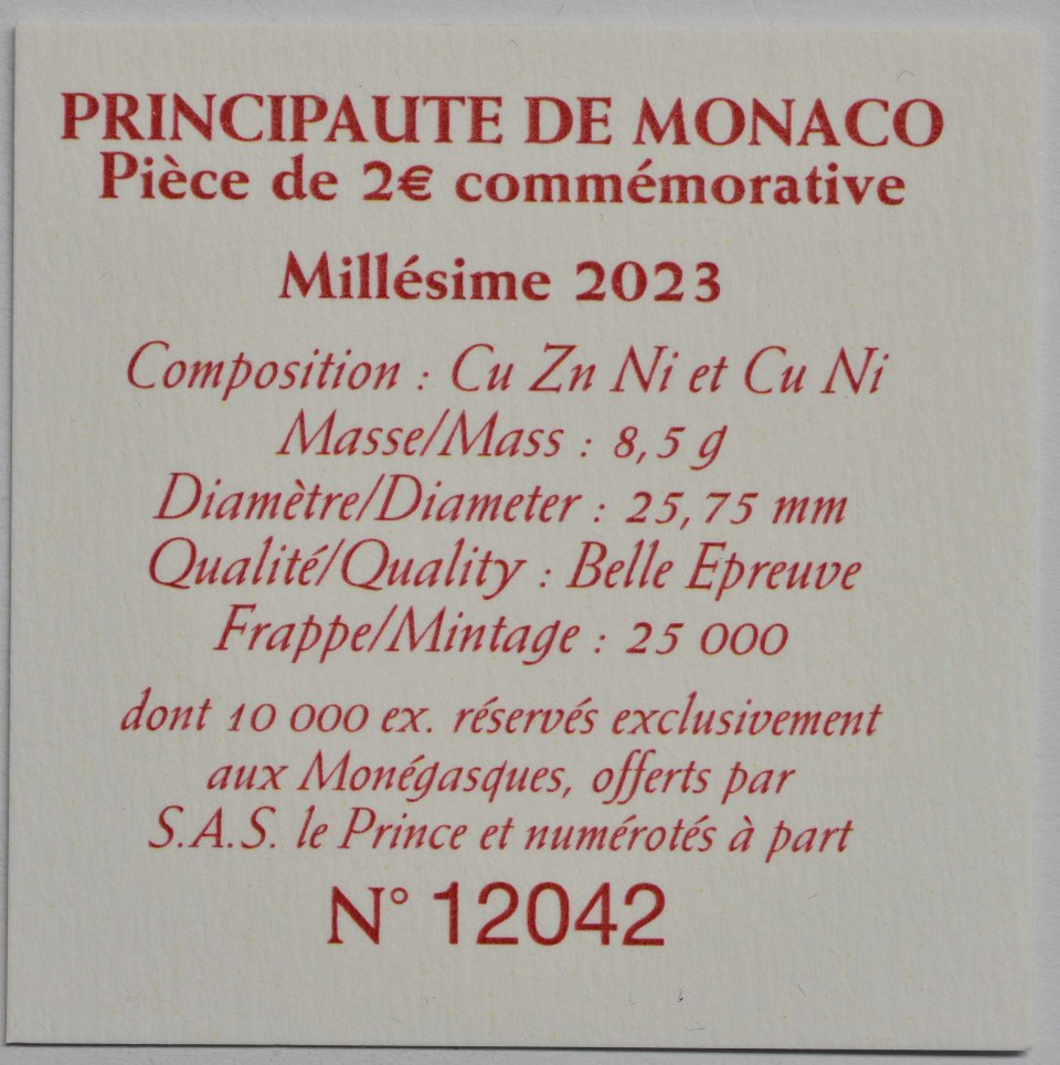 Monaco 2023 100. Geburtstag von Fürst Rainier III – Zertifikat