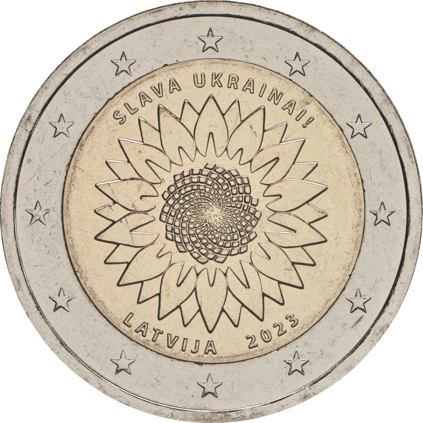 Lettland 2023 Sonnenblume für die Ukraine – Rückseite