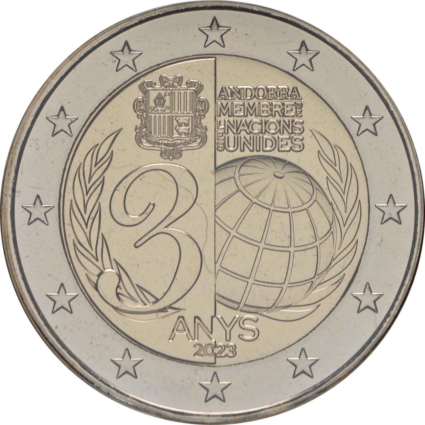 Andorra 2023 30. Jahrestag des Beitritts Andorras zur UNO – Rückseite