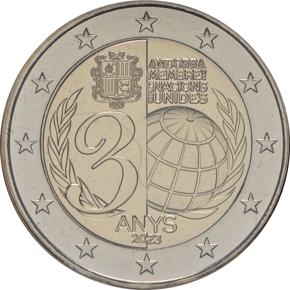 Andorra 2023 30. Jahrestag des Beitritts Andorras zur UNO – Rückseite