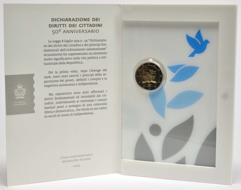 San Marino 2024 50. Jahrestag der Erklärung der Bürgerrechte und der Grundprinzipien des Rechtssystems von San Marino – Übersicht