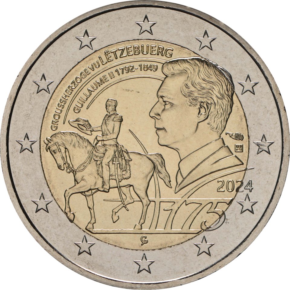 Luxemburg 2024 175. Jahrestag des Todes von Großherzog Guillaume II – Rückseite
