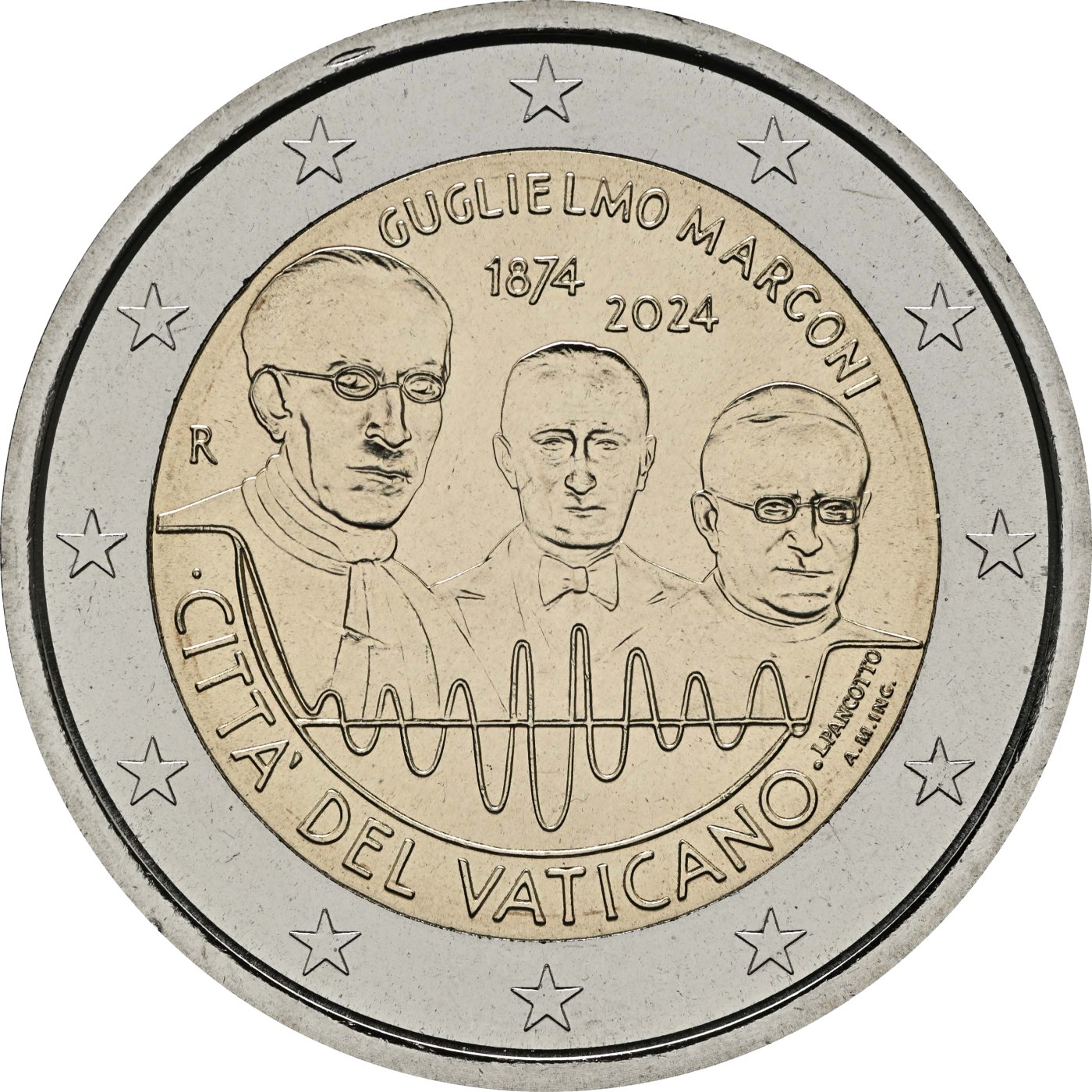 Vatikan 2024 150. Geburtstag von Guglielmo Marconi – Rückseite