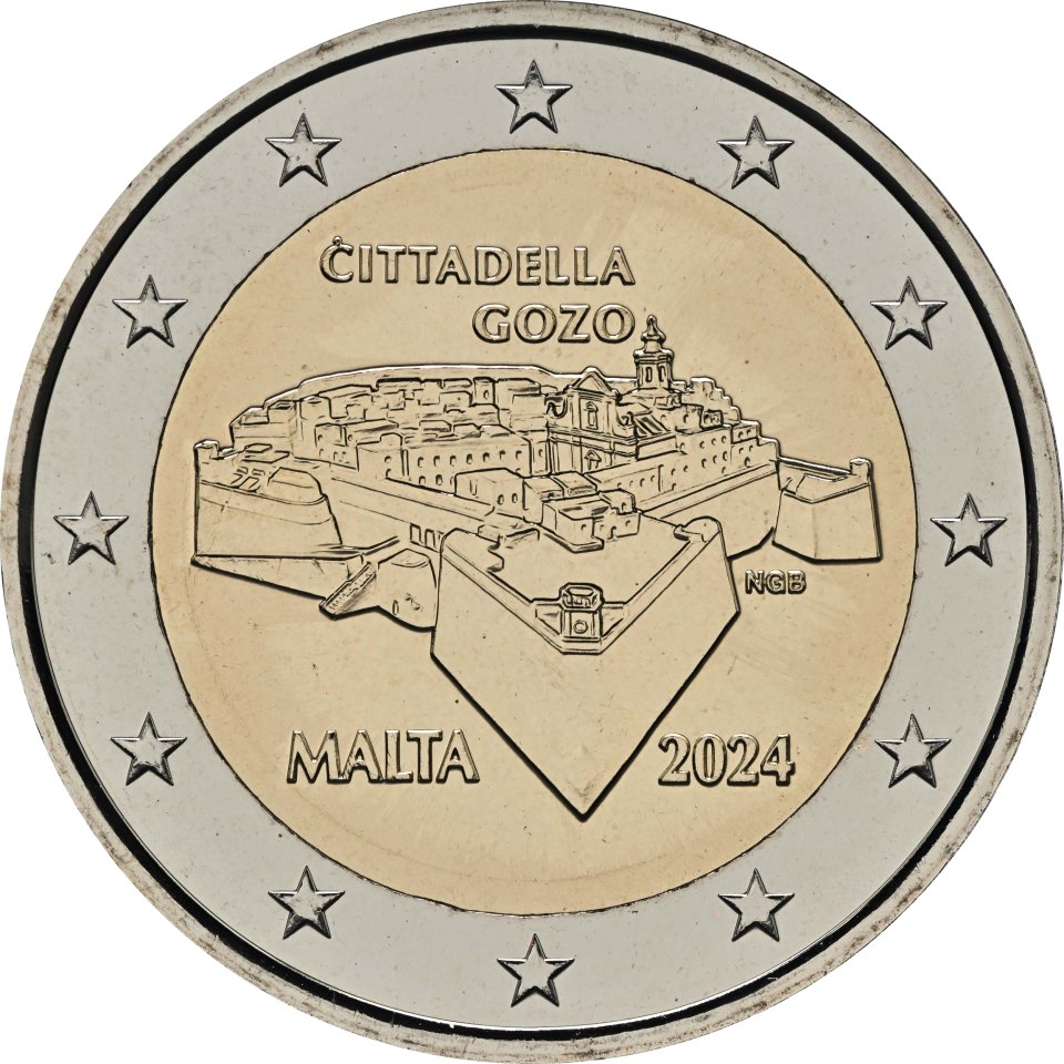 Malta 2024 Iċ-Ċittadella Gozo Serie: Malt. Städte mit Stadtmauern – Rückseite