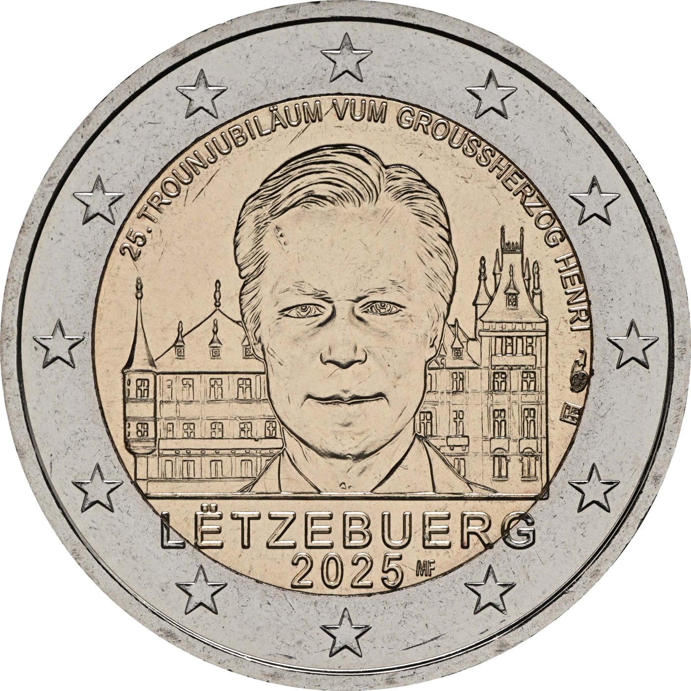 Luxemburg 2025 25. Jahrestag der Thronbesteigung von Großherzog Henri – Rückseite