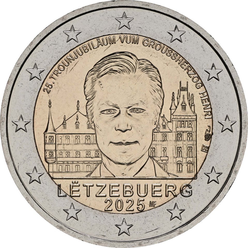 Luxemburg 2025 25. Jahrestag der Thronbesteigung von Großherzog Henri – Rückseite