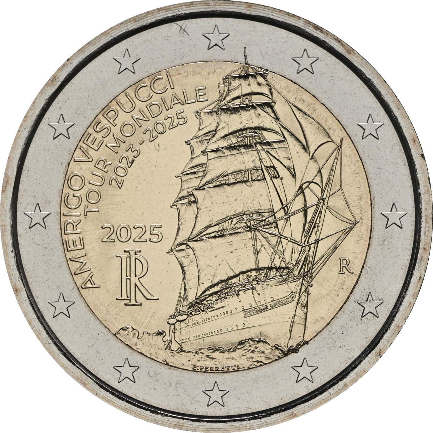 Italien 2025 World Tour des Ausbildungsschiffes Amerigo Vespucci 2023-2025 – Rückseite
