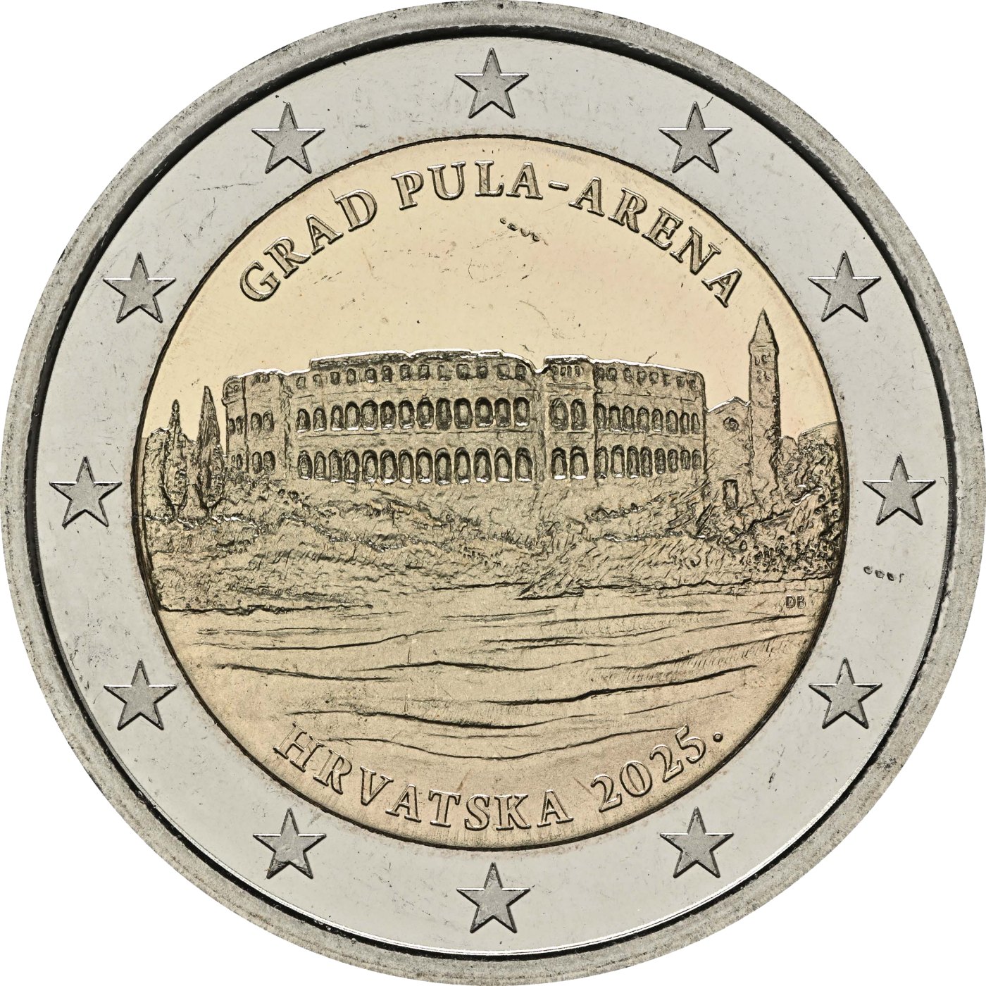 Croatie 2025 – Pula Arena (série : villes croates) · Pièce commémorative de 2 euros Revers