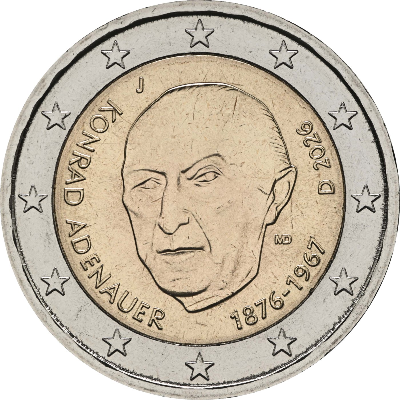 Deutschland 2026 Konrad Adenauer (Serie: Einigkeit und Recht und Freiheit, 2. Ausgabe) – Rückseite