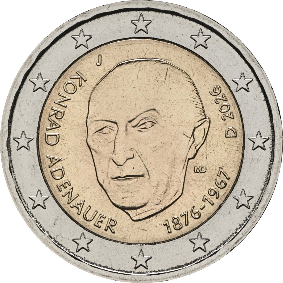 Deutschland 2026 Konrad Adenauer (Serie: Einigkeit und Recht und Freiheit, 2. Ausgabe) – Rückseite