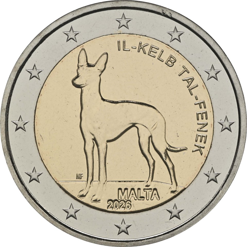 Malta 2026 Pharaonenhund (Serie: Einheimische Arten) – Rückseite