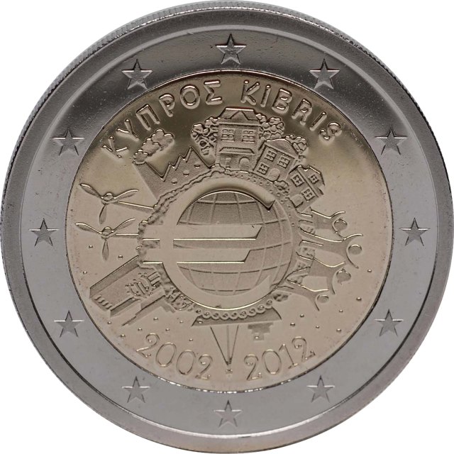 Zypern 2012 10 Jahre Euro-Bargeld – Rückseite