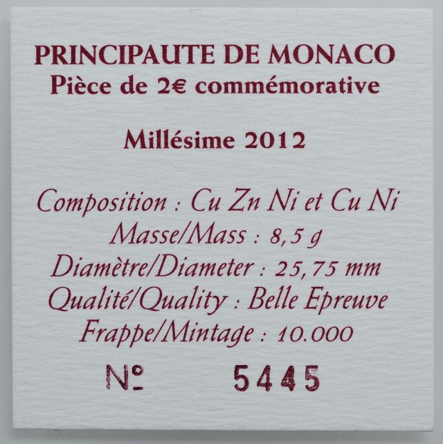 Monaco 2012 500 Jahre Souveränität von Monaco – Zertifikat