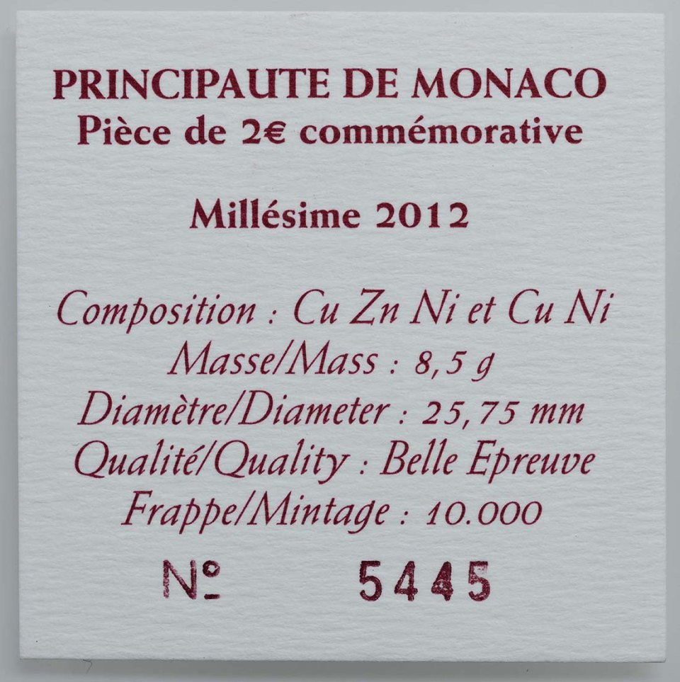 Monaco 2012 500 Jahre Souveränität von Monaco – Zertifikat