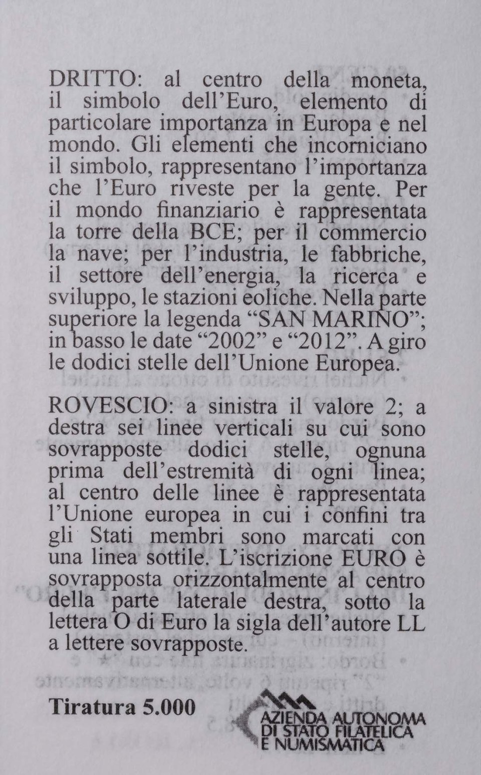 San Marino 2012 10 Jahre Euro-Bargeld – Zertifikat