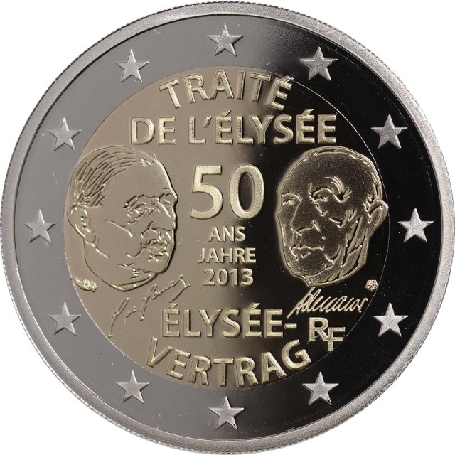 Frankreich 2013 Gemeinschaftsausgabe Deutschland / Frankreich 50. Jahrestag Élysée-Vertrag – Rückseite