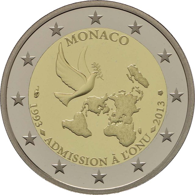 Monaco 2013 20 Jahre Mitgliedschaft bei der UNO – Rückseite