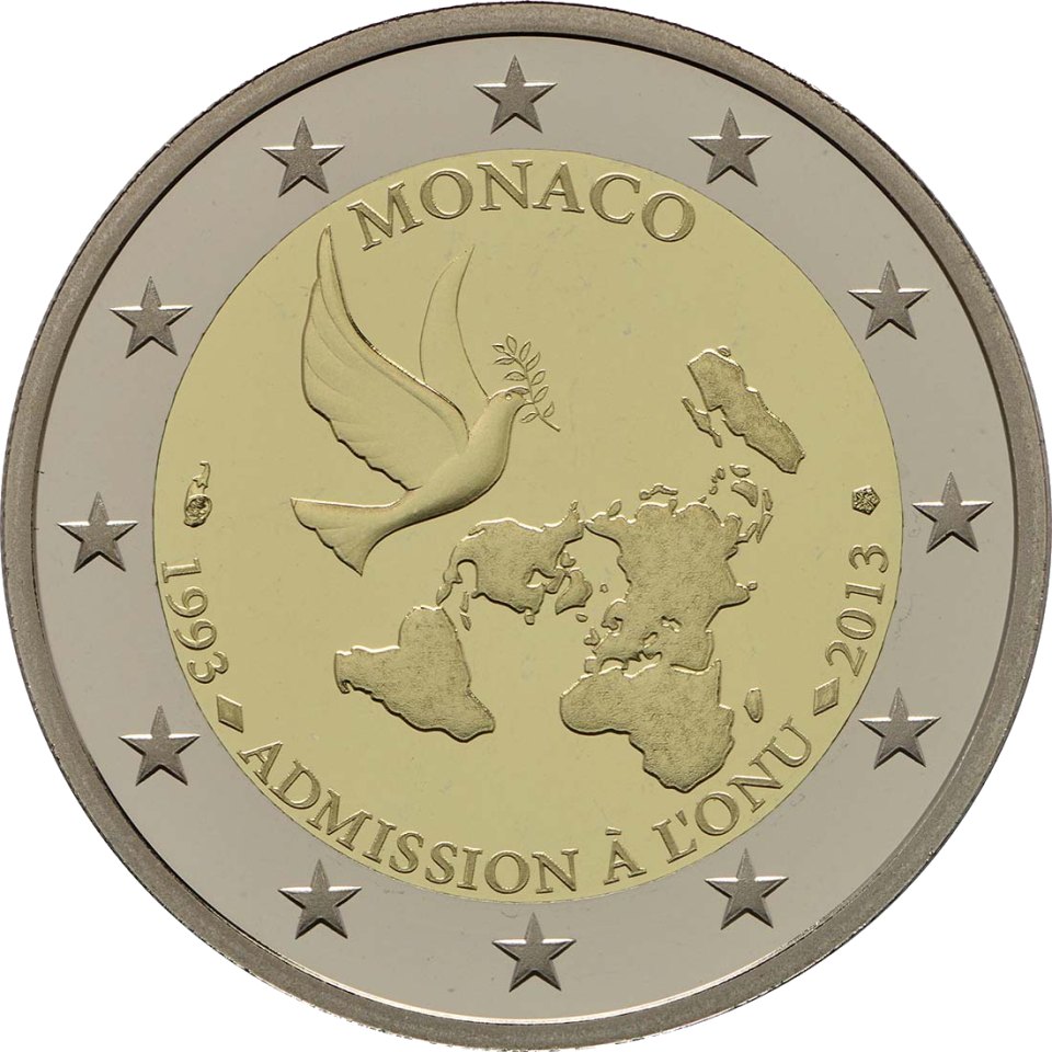 Monaco 2013 20 Jahre Mitgliedschaft bei der UNO – Rückseite