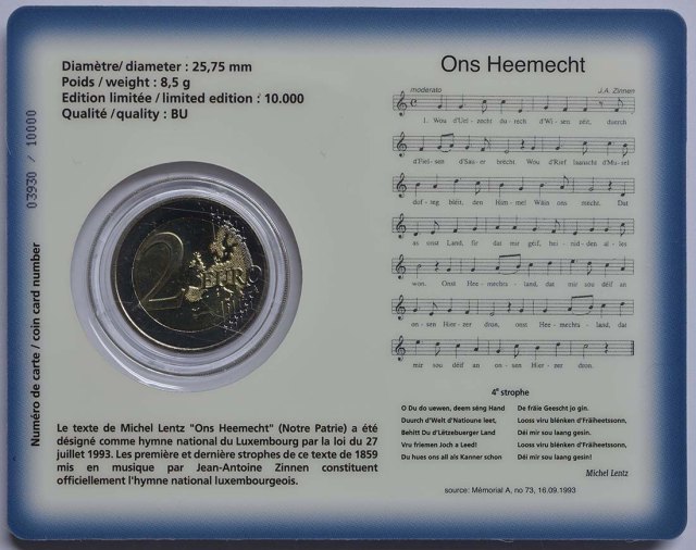 Luxemburg 2013 Die Nationalhymne – Zertifikat