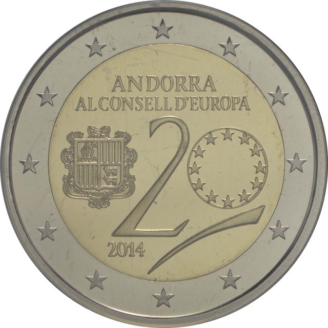 Andorra 2014 20 Jahre Mitgliedschaft von Andorra im Europarat – Rückseite