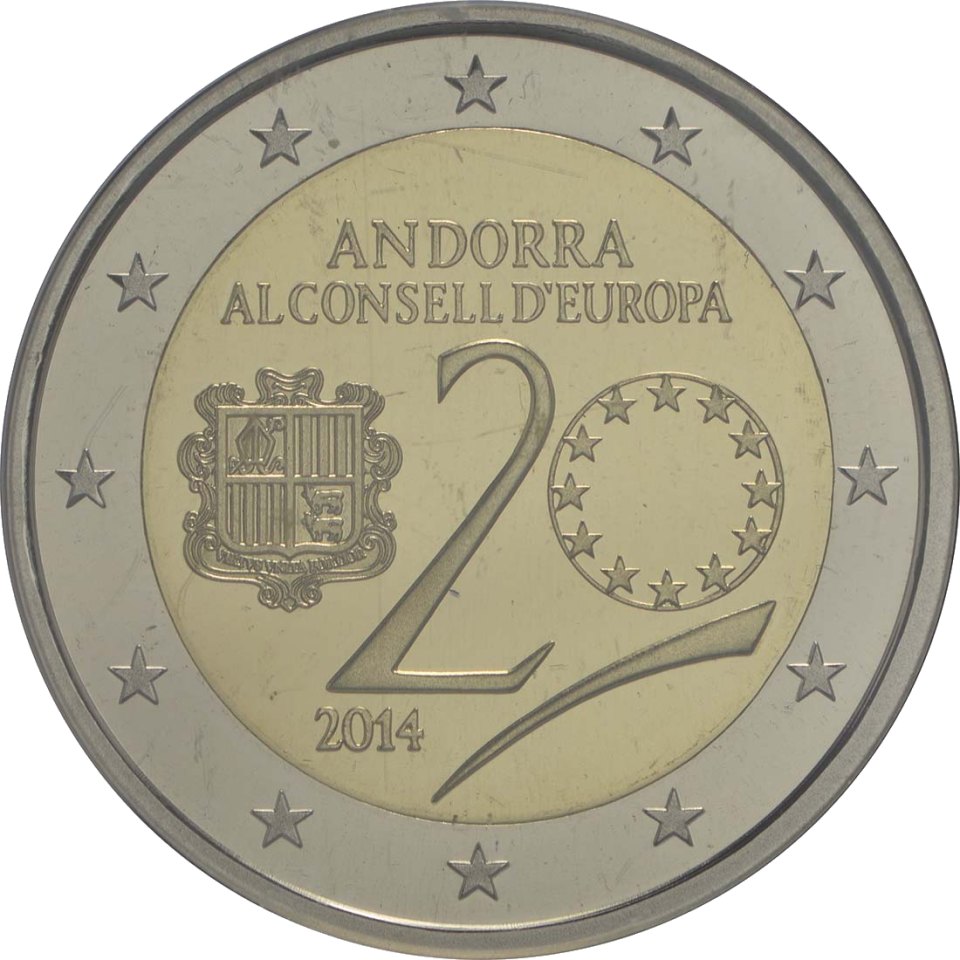 Andorra 2014 20 Jahre Mitgliedschaft von Andorra im Europarat – Rückseite
