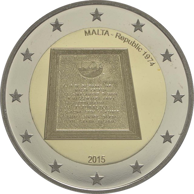 Malta 2015 Serie: Verfassungsgeschichte Maltas 5. Ausgabe Parlamentarische Republik – Rückseite