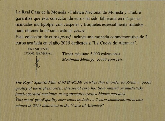 Spanien 2015 UNESCO Weltkulturerbe-Serie 6. Ausgabe Höhle von Altamira – Zertifikat