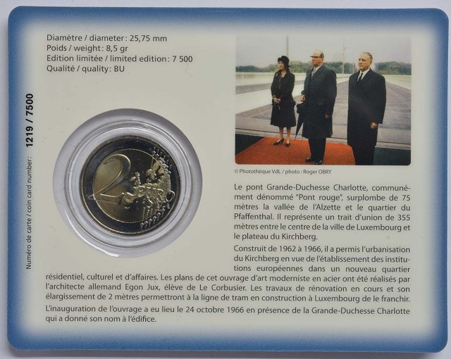 Luxemburg 2016 50 Jahre Großherzogin-Charlotte-Brücke – Zertifikat