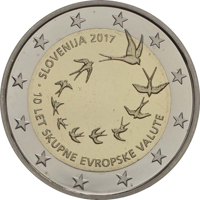 Slowenien 2017 10. Jahrestag der Euroeinführung in Slowenien – Rückseite