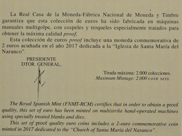 Spanien 2017 UNESCO-Weltkulturerbe-Serie 8. Ausgabe Denkmäler von Oviedo und des Königreiches Asturien – Zertifikat