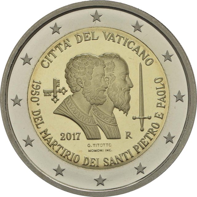 Vatikan 2017 1950 Jahre des Märtyrertods von Petrus und Paulus – Rückseite