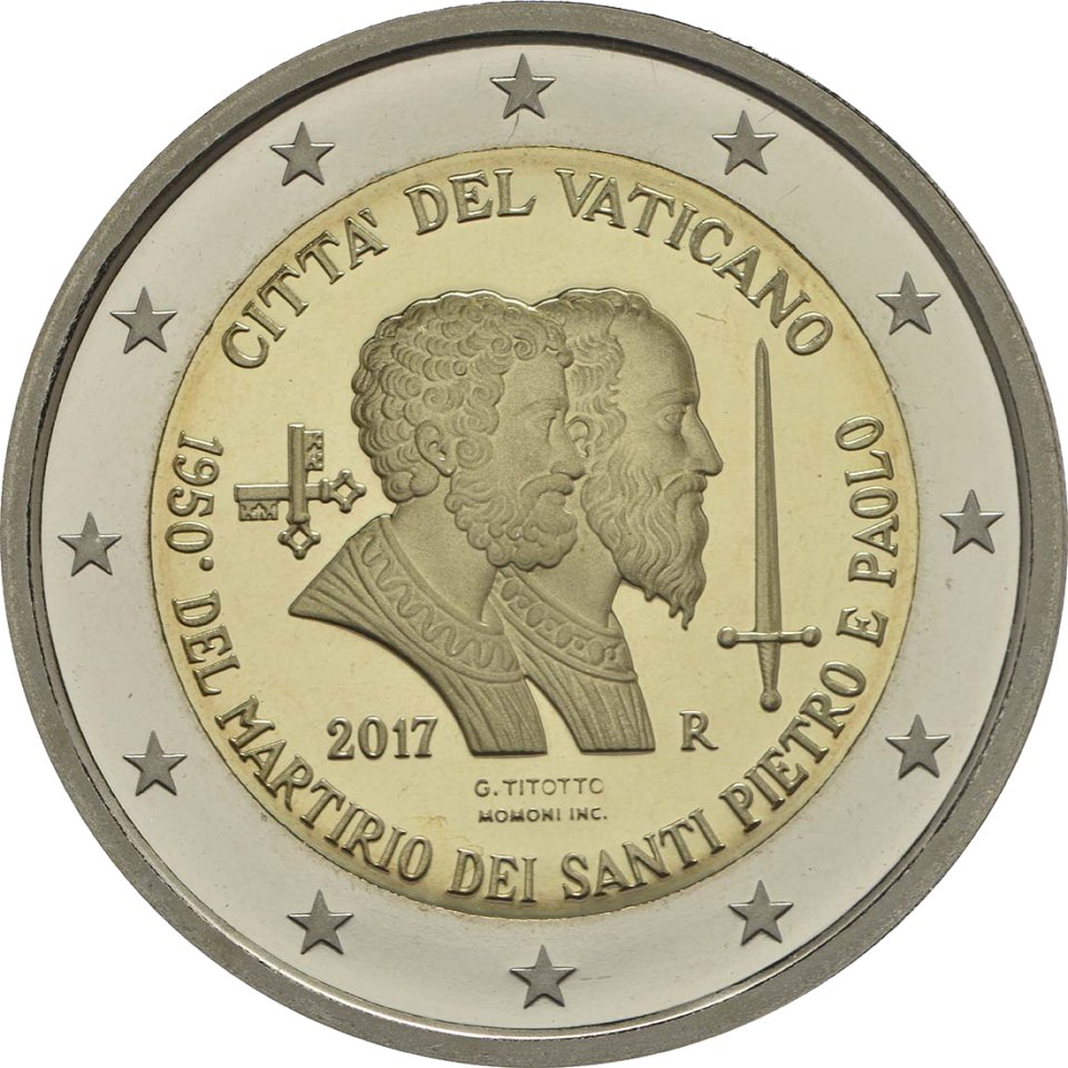 Vatikan 2017 1950 Jahre des Märtyrertods von Petrus und Paulus – Rückseite