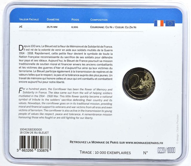 Frankreich 2018 Le Bleuet - Kornblume Frankreichs – Zertifikat