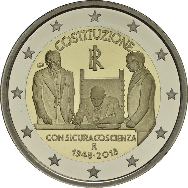 Italien 2018 70. Jahrestag der Entstehung der italienischen Verfassung – Rückseite
